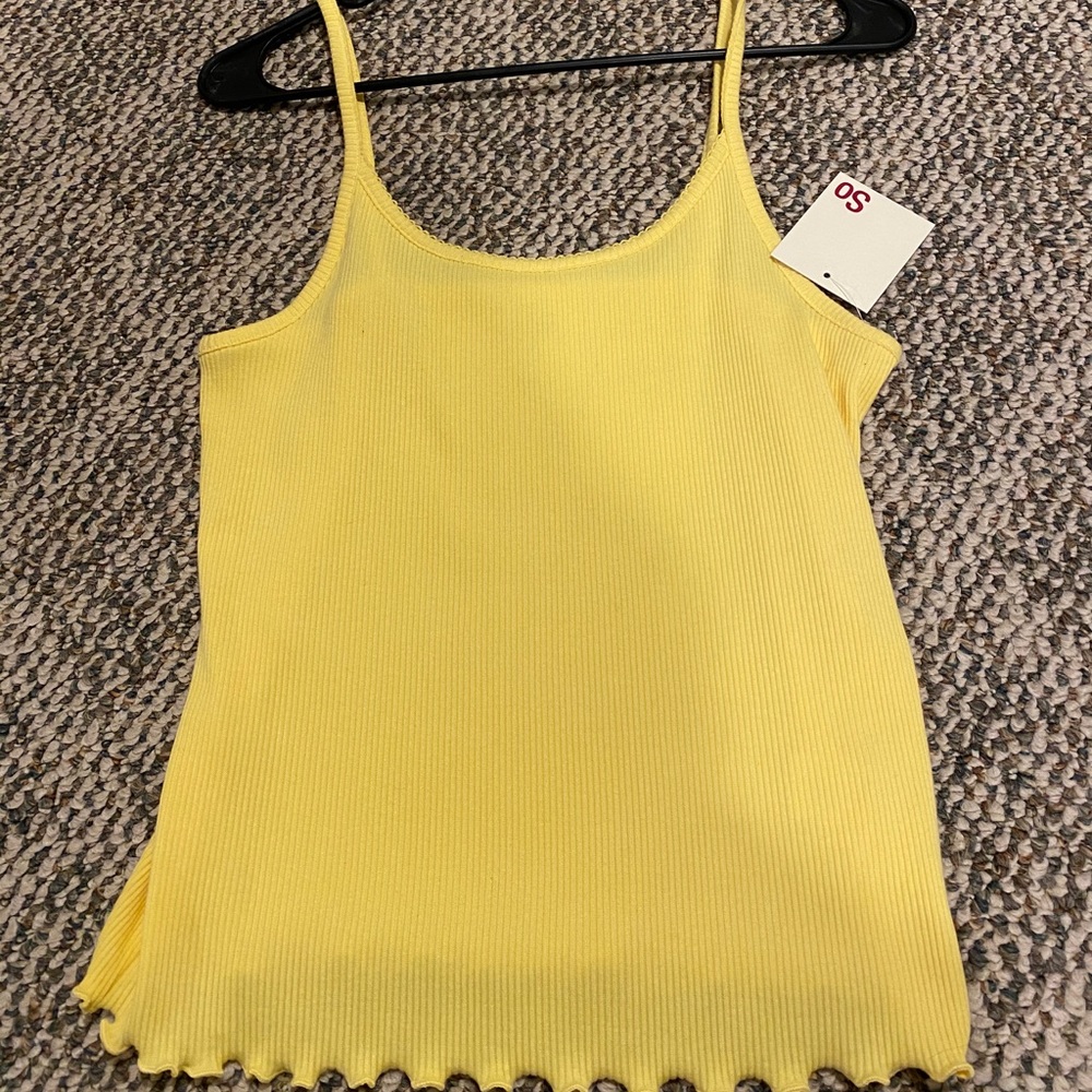 S.O. Yellow strap tank top with tags